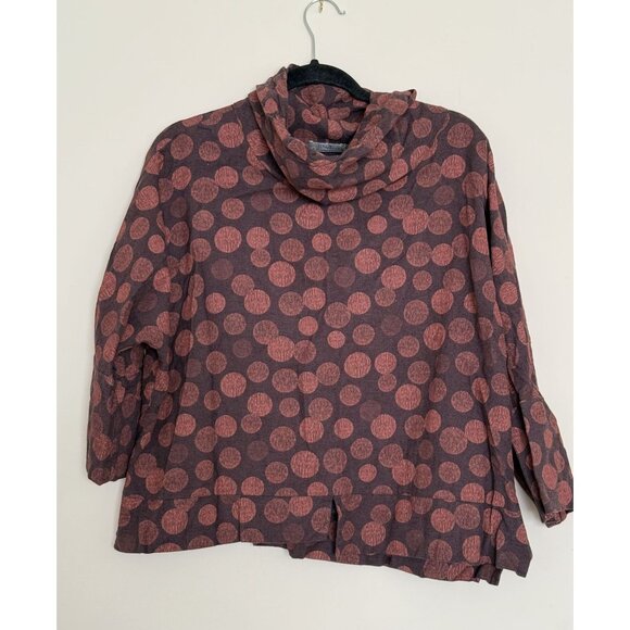 Chalet et Cici Women's Cotton Blend Red and Black Polka Dot Cowl neck Top Size M - Picture 1 of 7